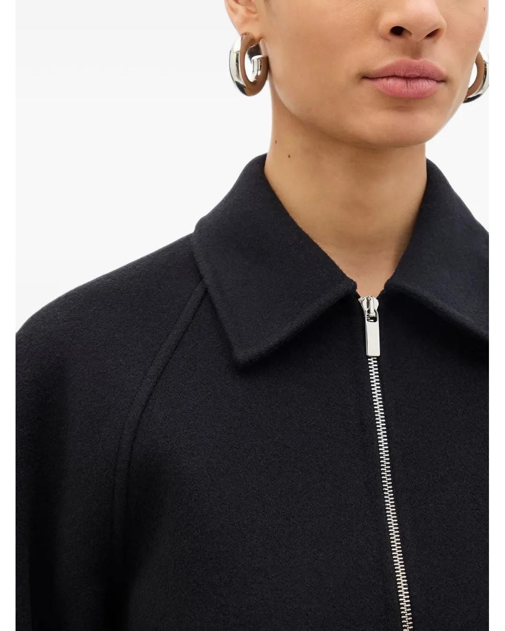 Another Tomorrow Black Double Face Cropped Jacket