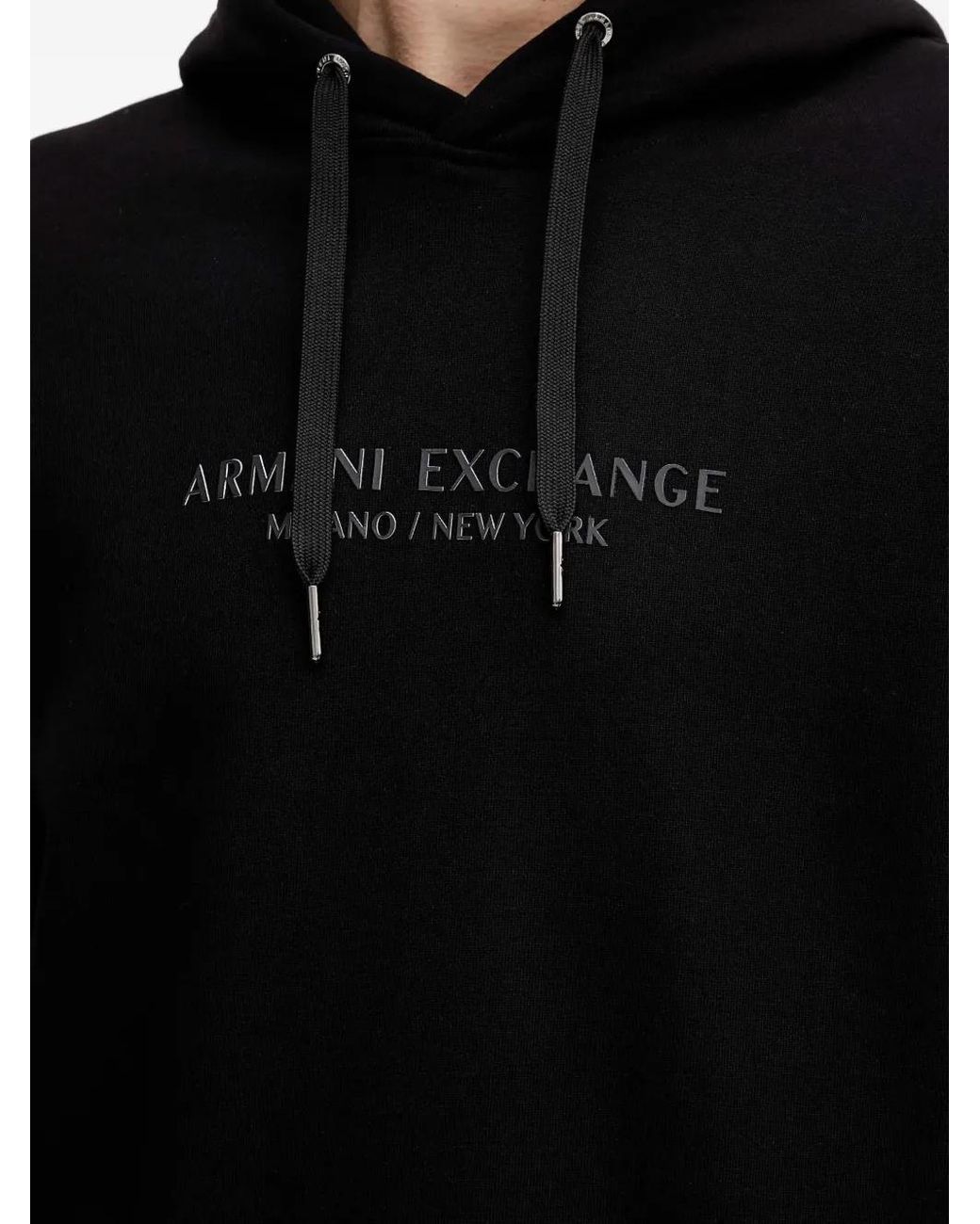 ARMANI EXCHANGE Black Long-Sleeve Logo-Detail Hoodie for men