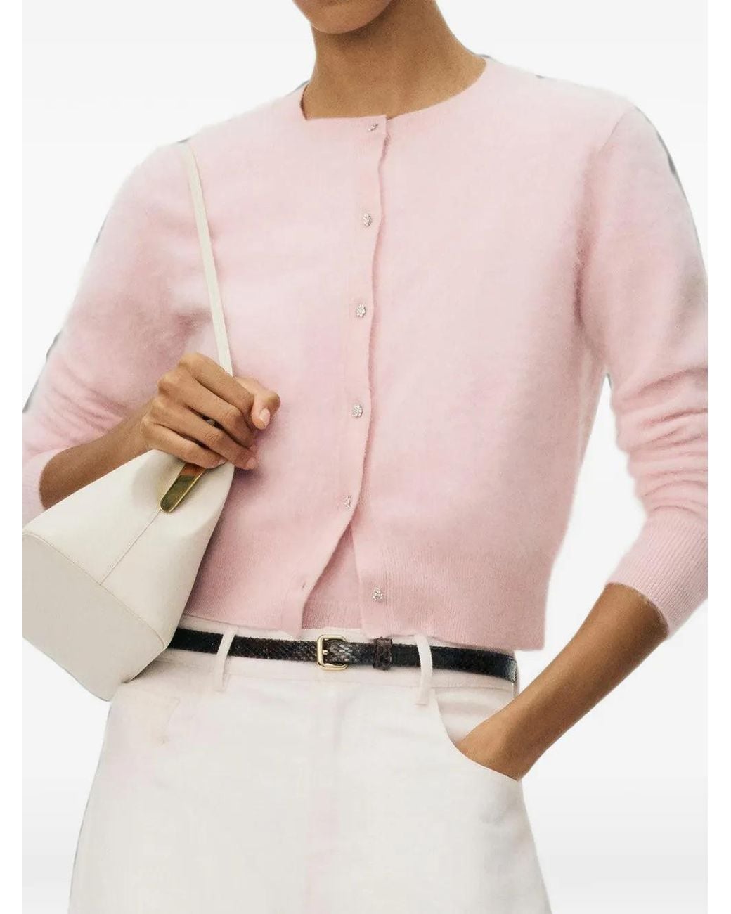 Adam Lippes Pink Cruz Crystal-Embellished Cardigan