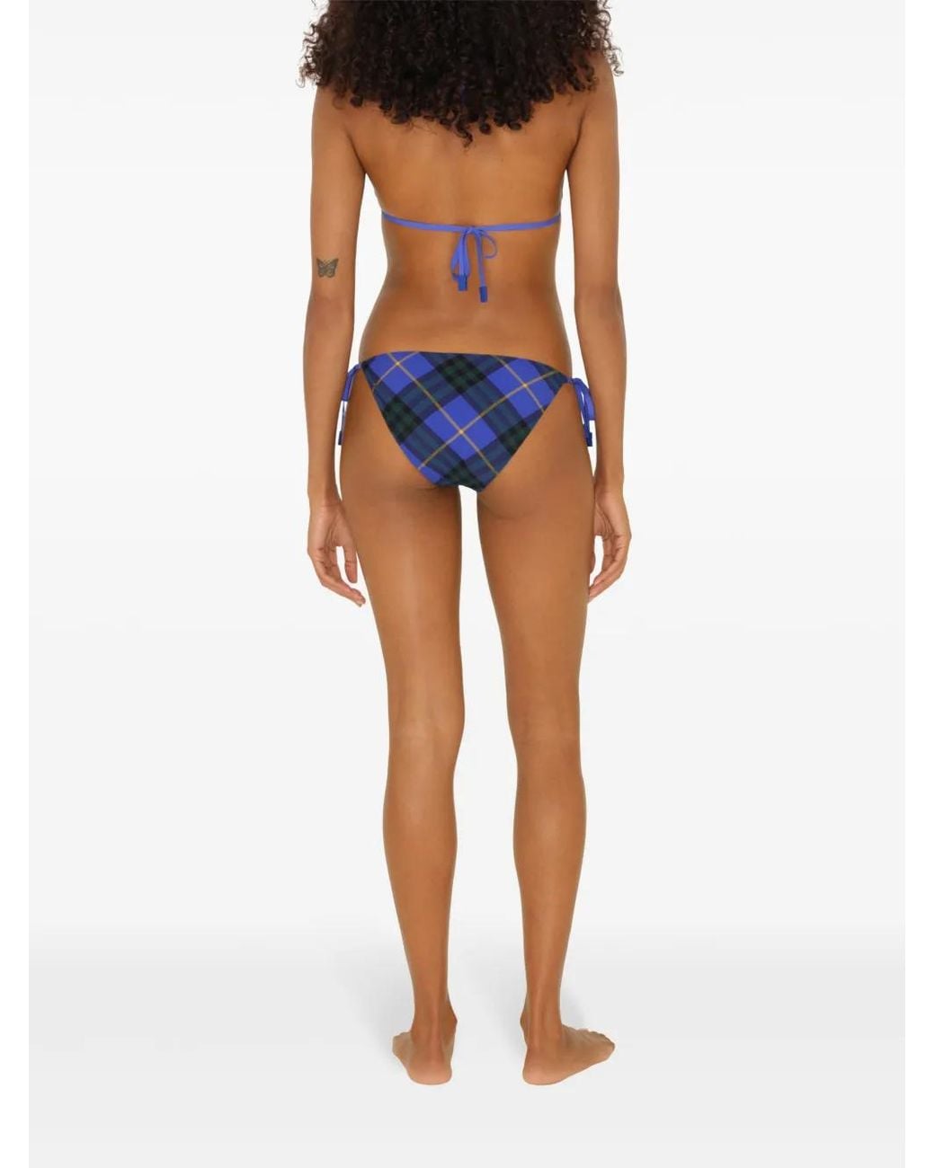Burberry Blue Checked Bikini Top