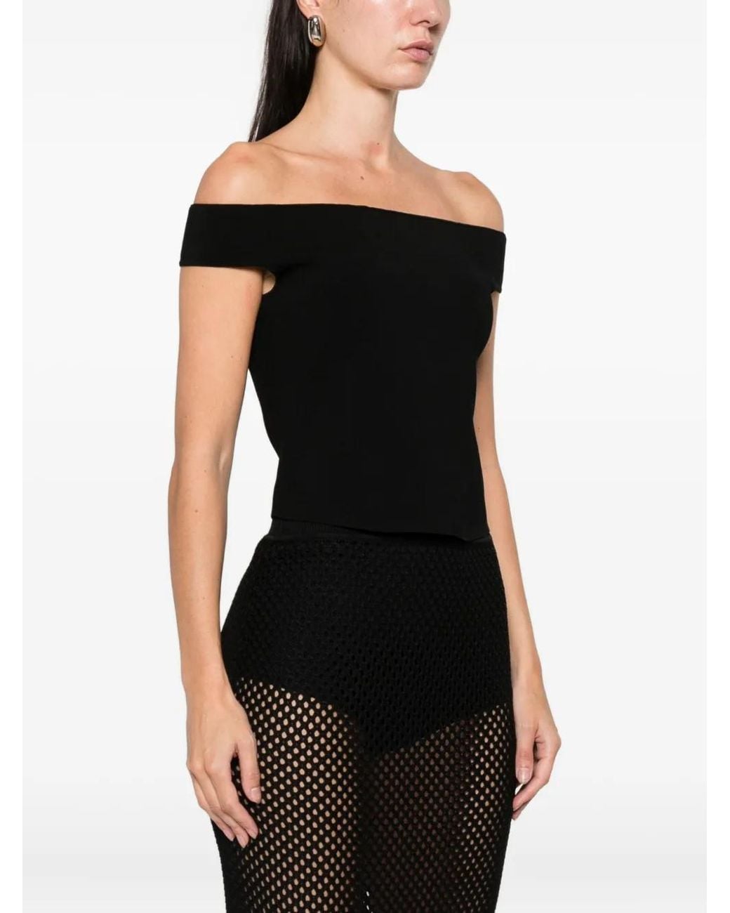 Jonathan Simkhai Black Dalton Off Shoulder Top