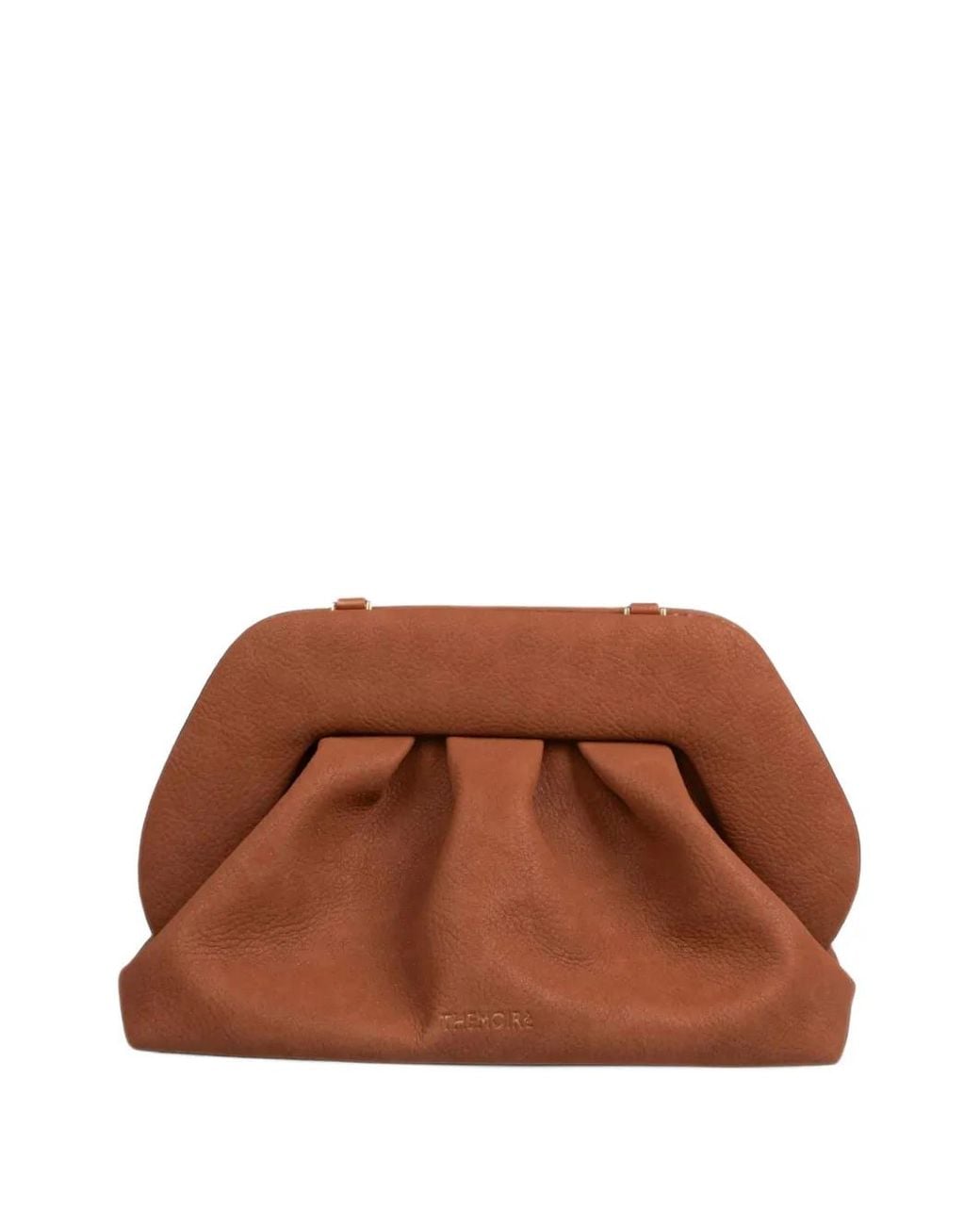 THEMOIRÈ Brown Medium Bios Ruched Clutch Bag