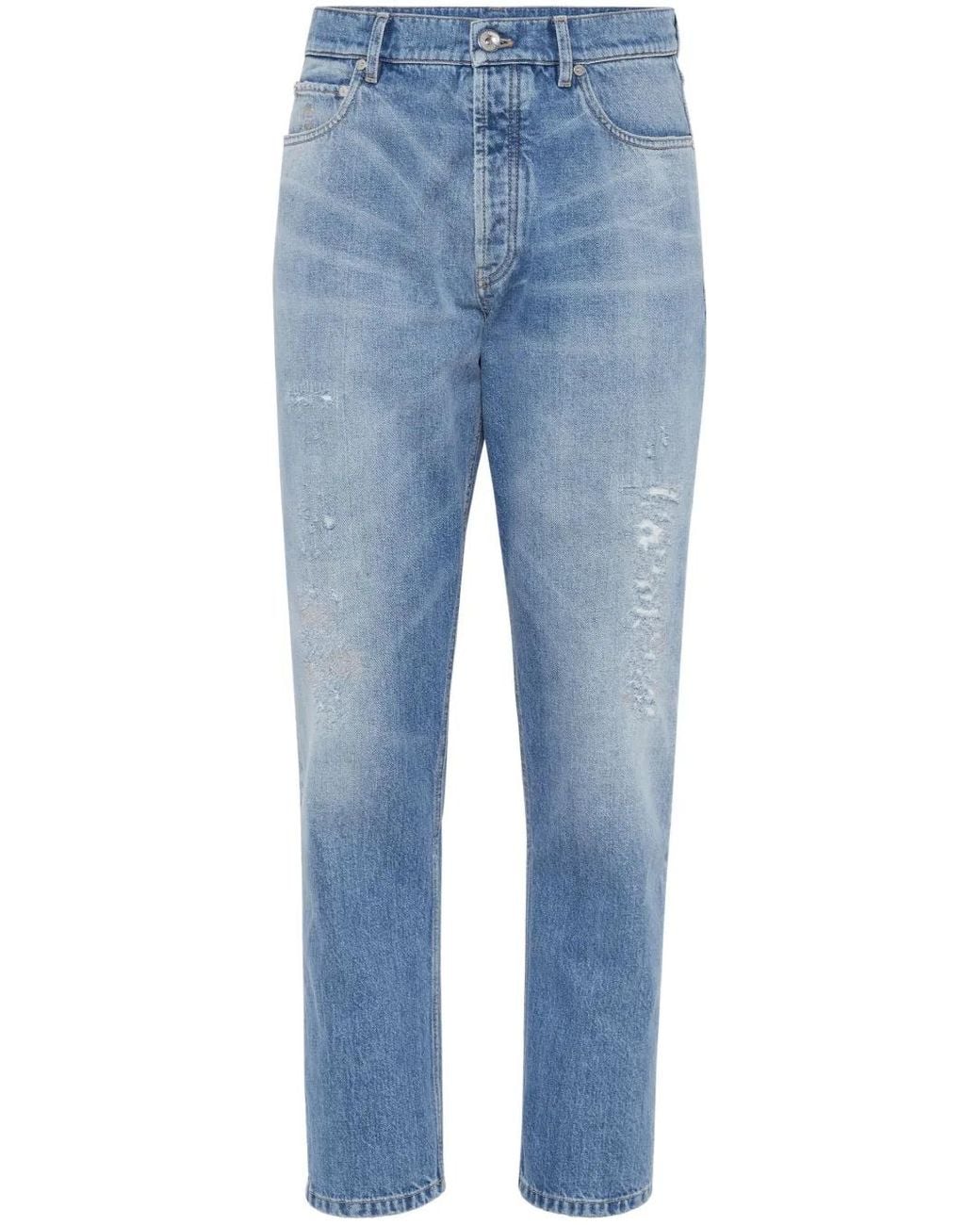 Brunello Cucinelli Blue Mid-Rise Slim-Fit Jeans for men