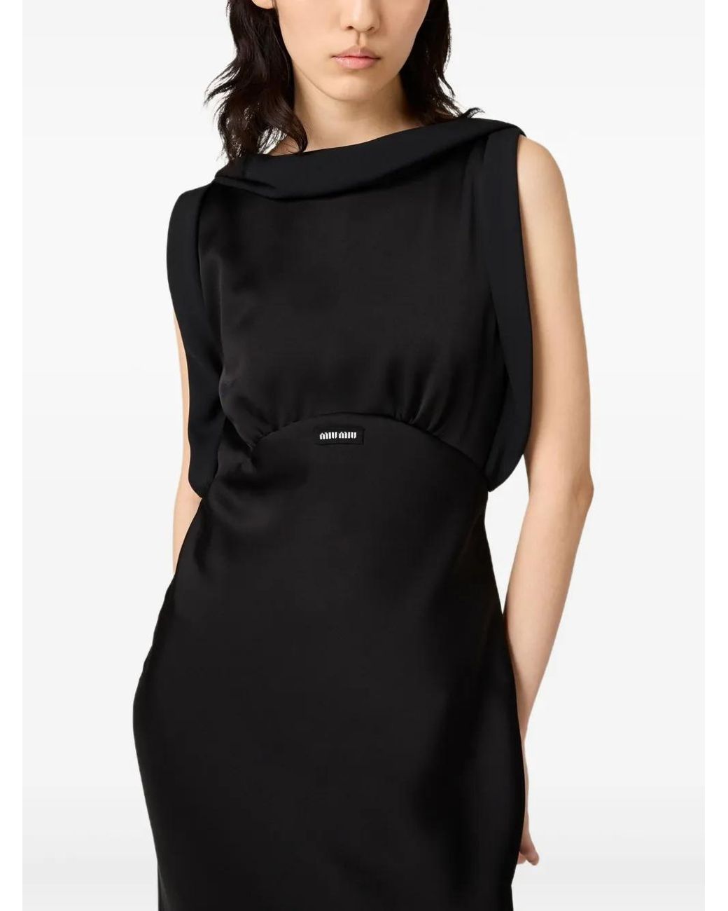miu miu black silk dress Miu Miu chain-straps Silk Dress | Black