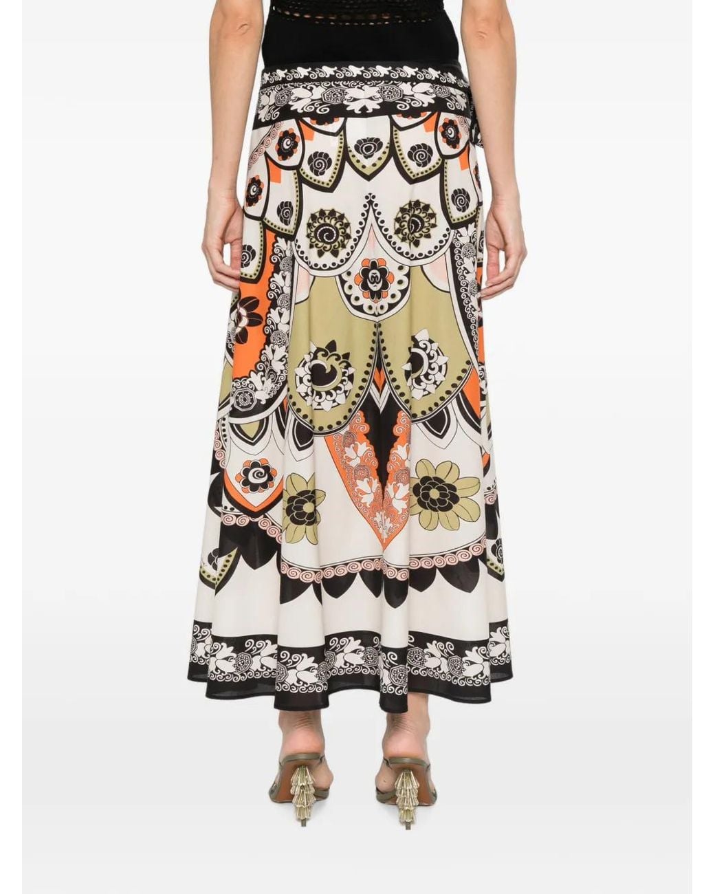 LaDoubleJ White Graphic-Print Wrap Skirt