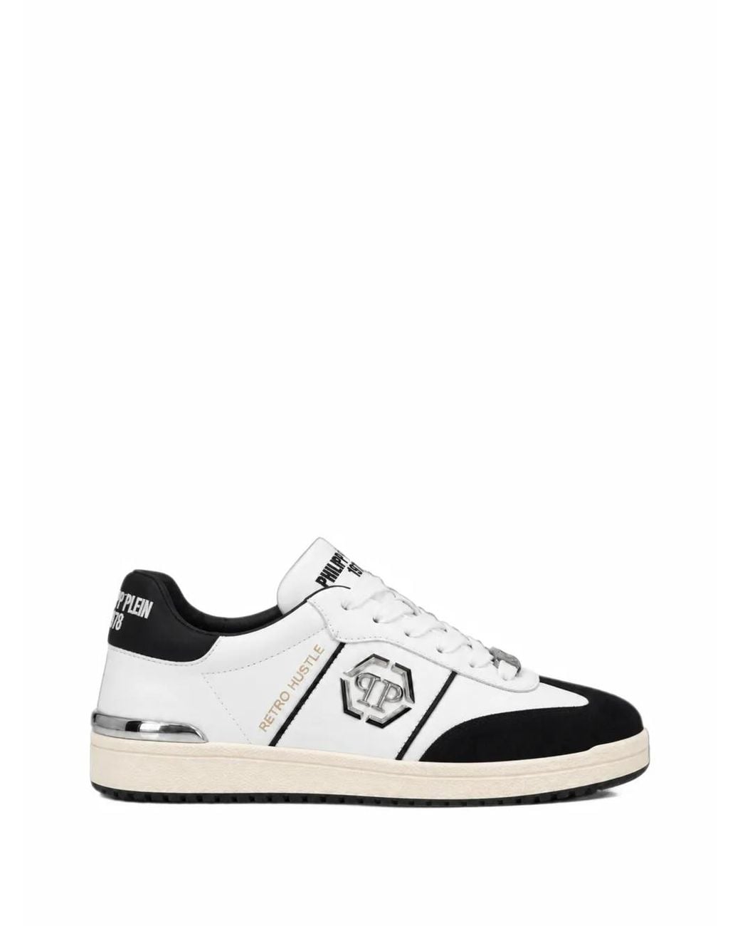 Philipp Plein White Low Top Sneakers Retro Hustle Bicolor for men