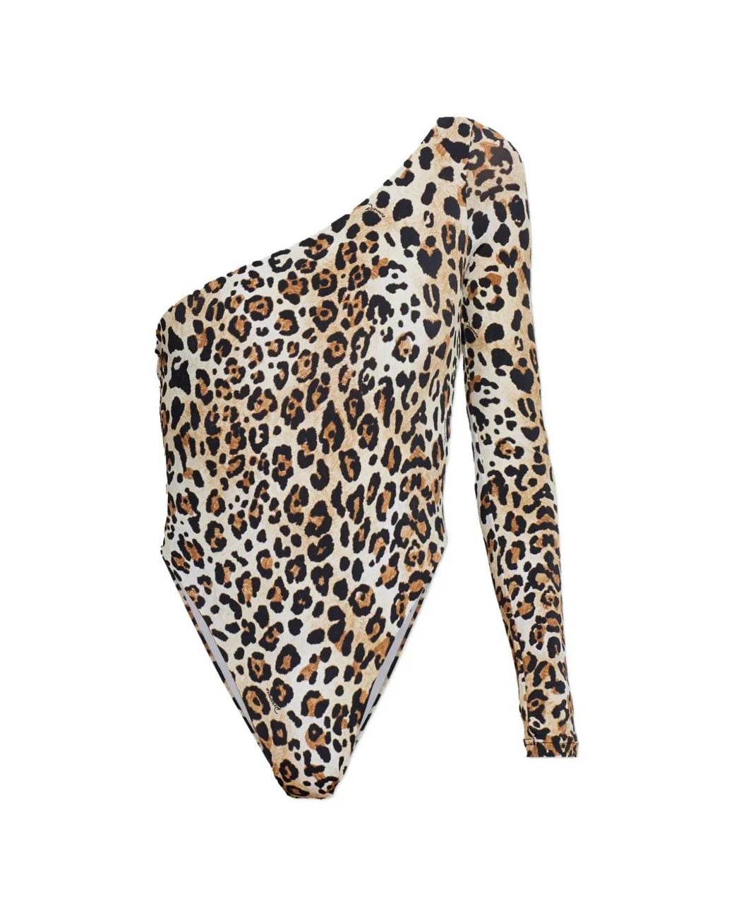 DSquared² White One-Sleeve Animal-Print Body