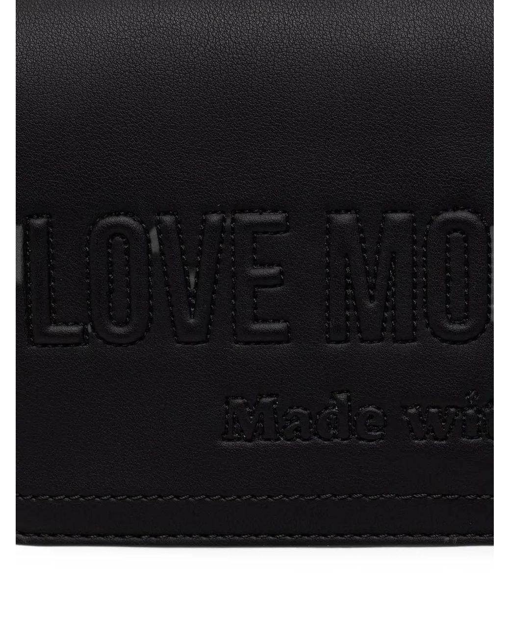 Love Moschino Black Embossed-Logo Shoulder Bag