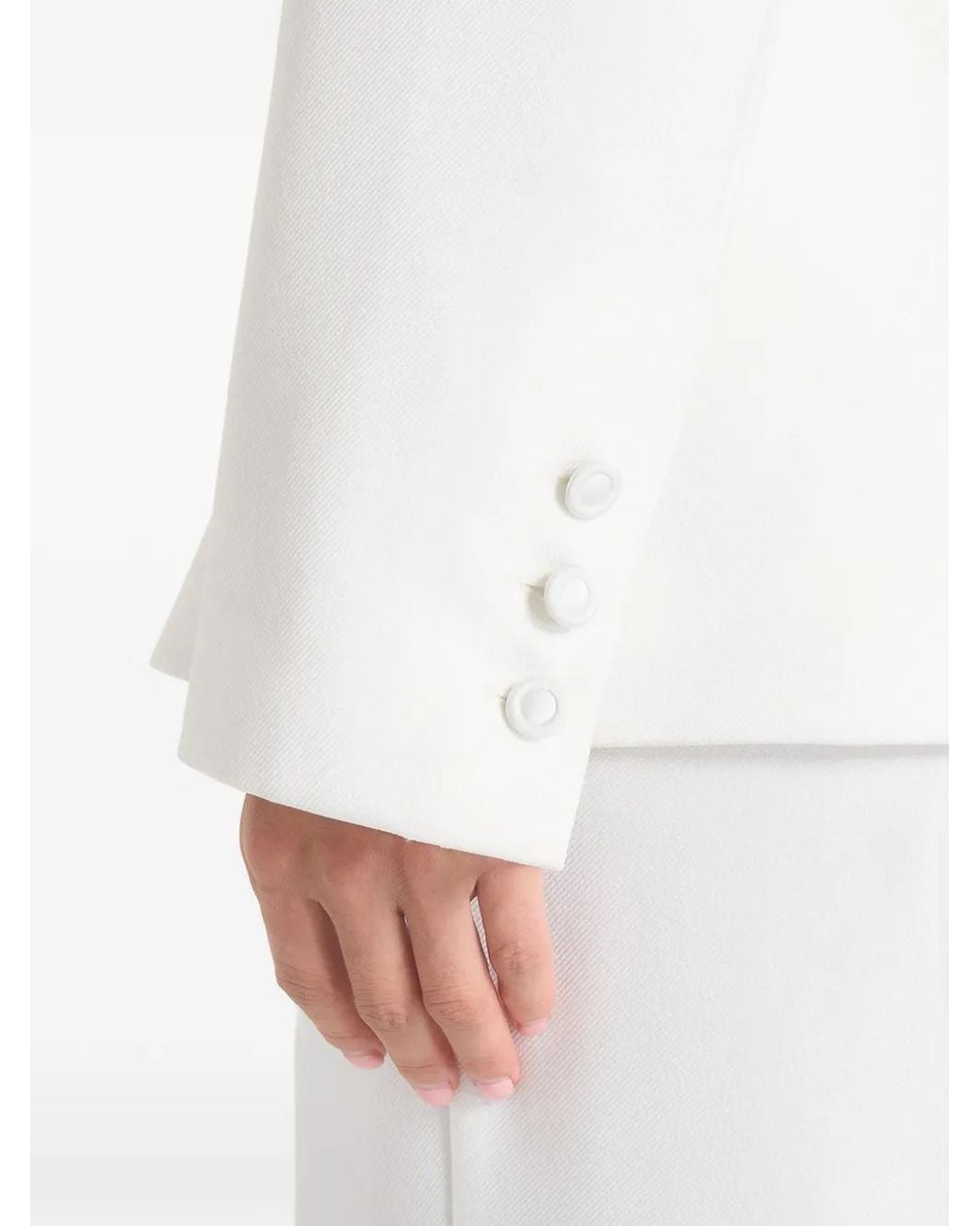 Manière De Voir White Maia Double Breasted Satin Lapel Hourglass Blazer