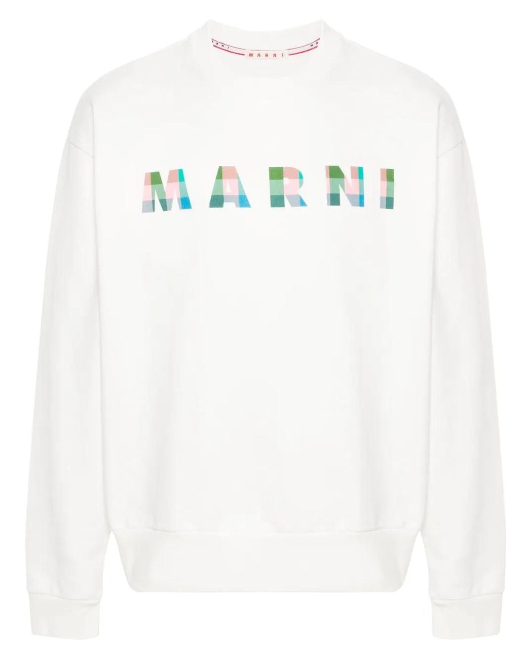 Marni White Logo-Print Cotton Sweatshirt for men