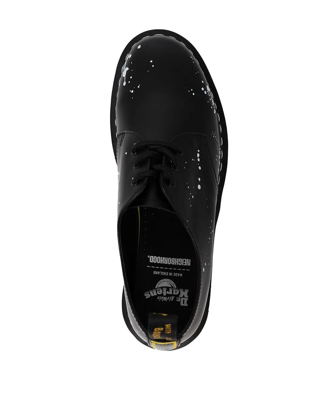 Dr. Martens Black Neighborhood Paint-Splatter Lace-Up Shoes for men