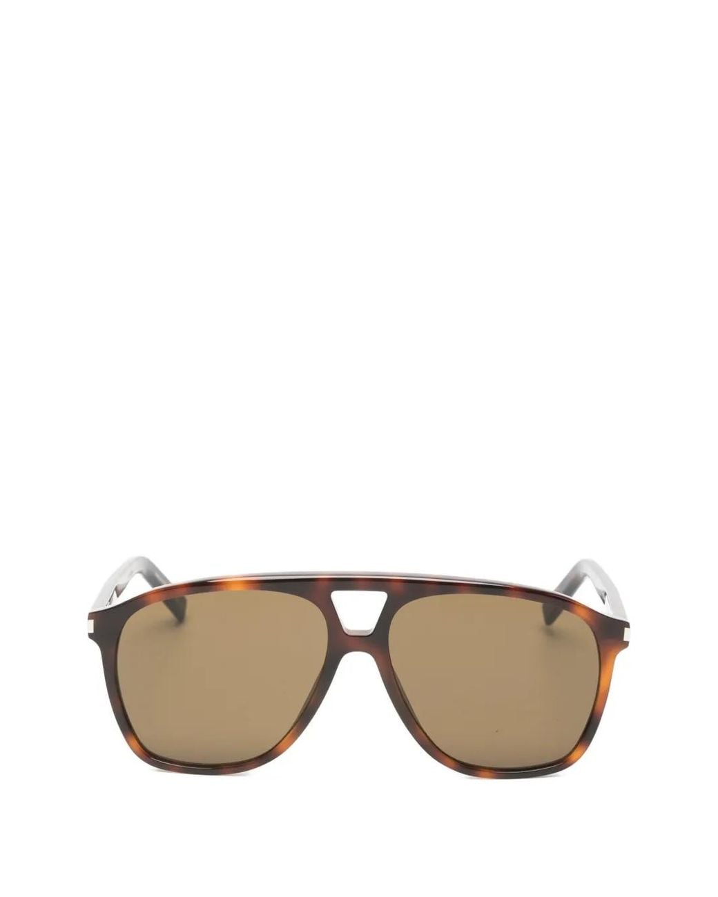 Saint Laurent Brown Tortoiseshell-Effect Pilot Sunglasses