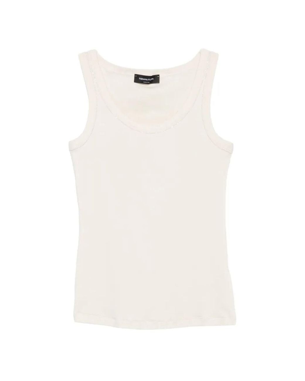 Fabiana Filippi White Monili-Chain-Trim Tank Top