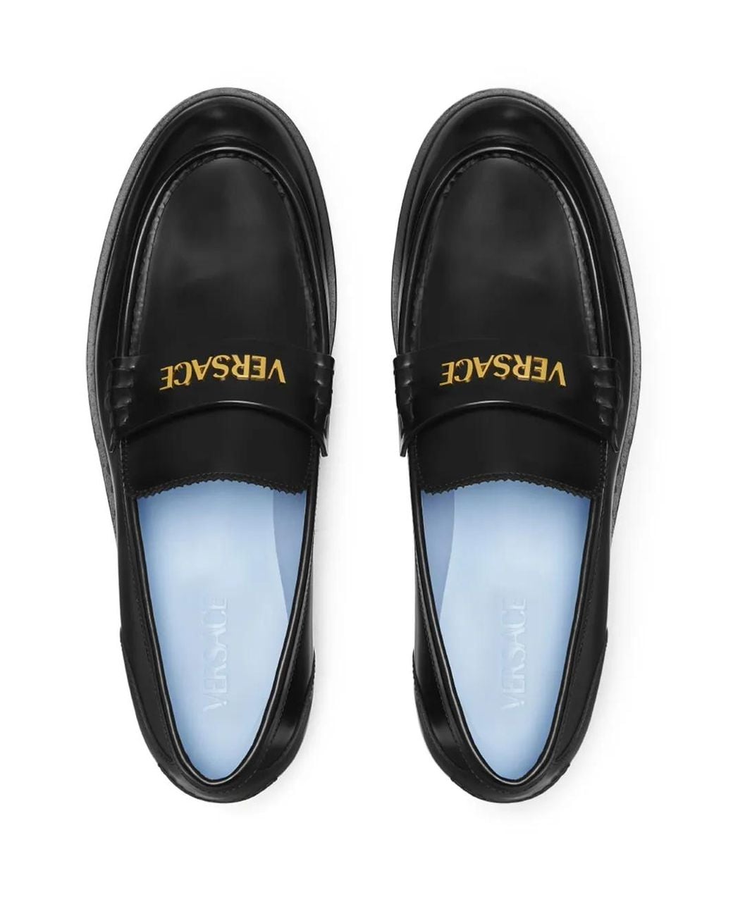 Versace Black Leather Shoes Type Loafers for men