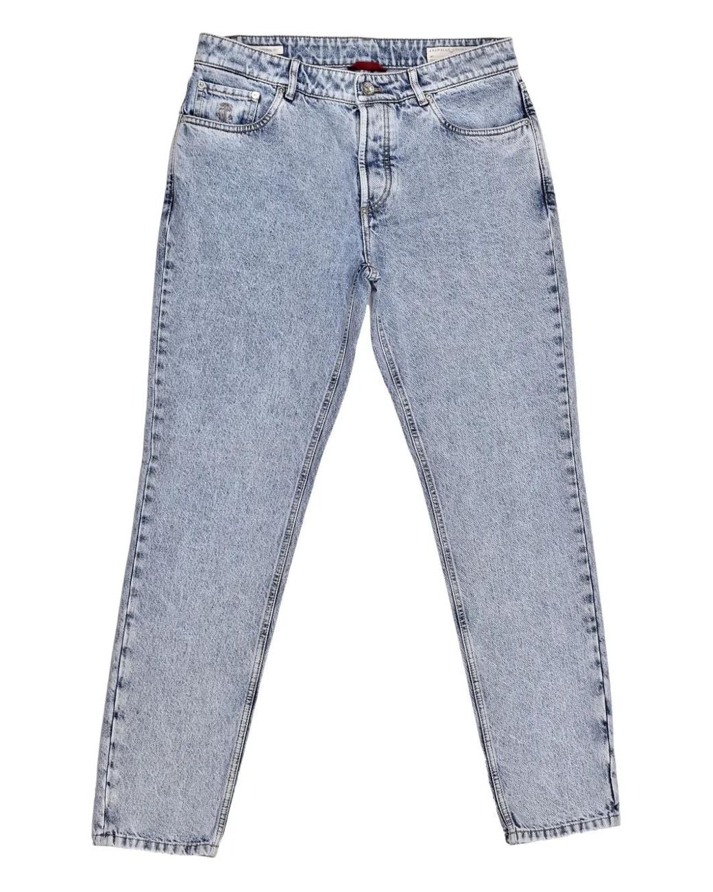 Brunello Cucinelli Blue Jean À Broderies for men