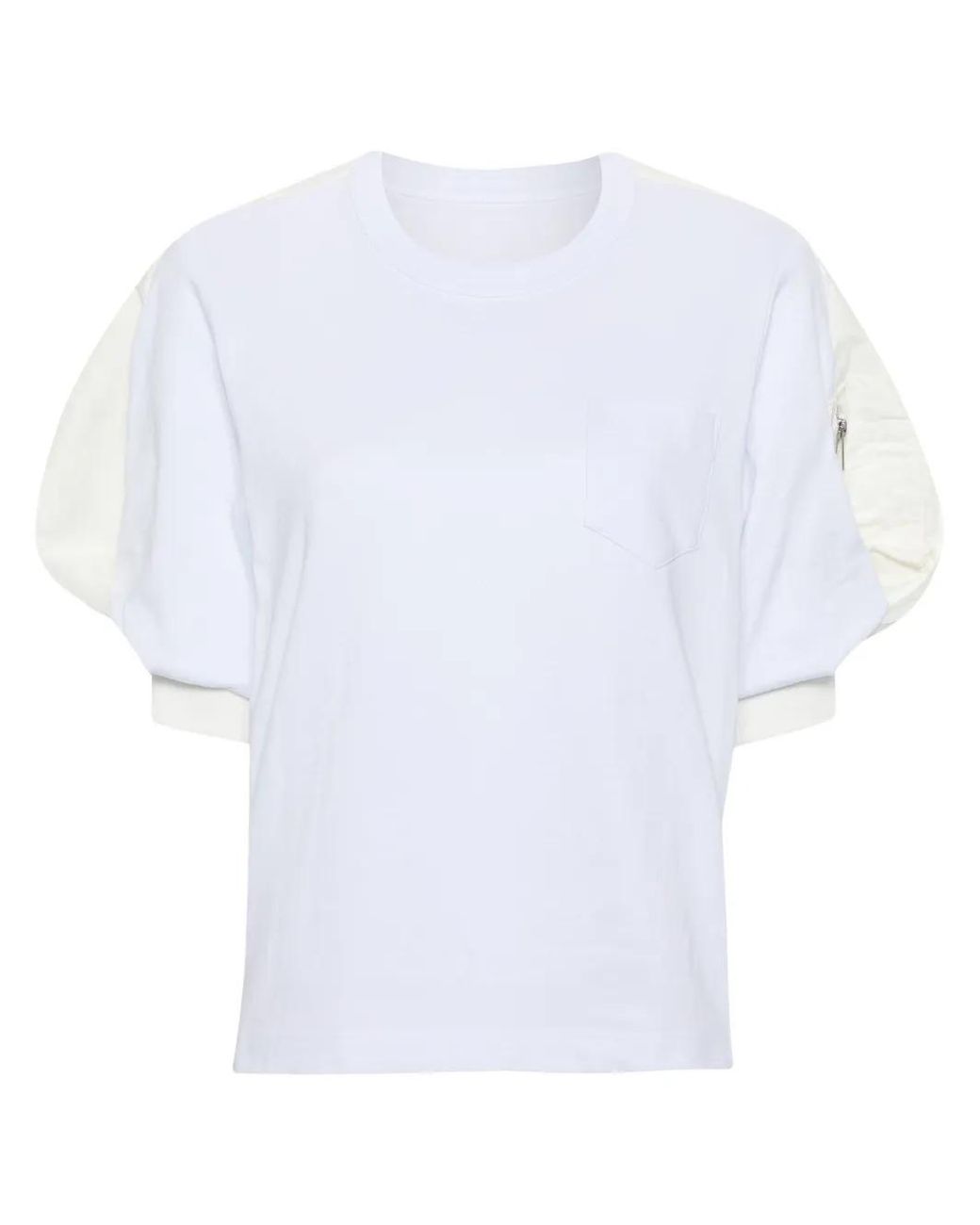 Sacai White Puff-Sleeves Cotton T-Shirt