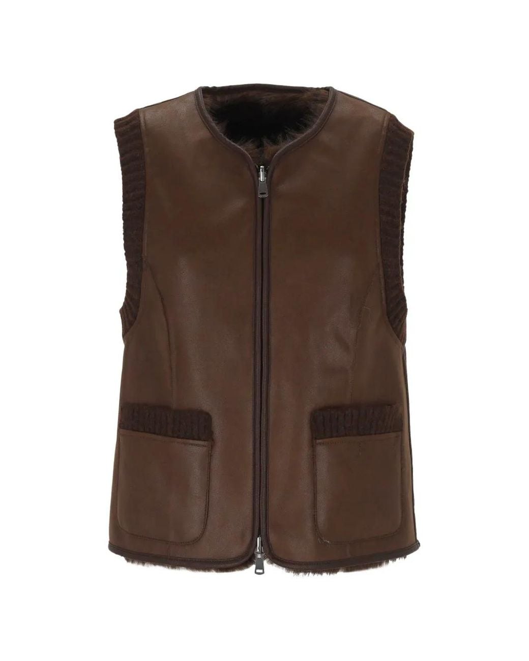 Urbancode Brown Reversible Toscana Faux-Fur Panels Gilet