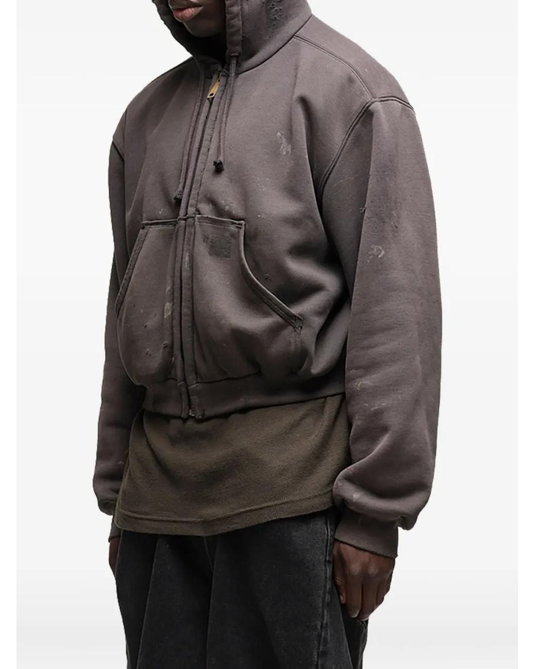 Waldi Gray Reworked Work Zip-Up Hoodie for men