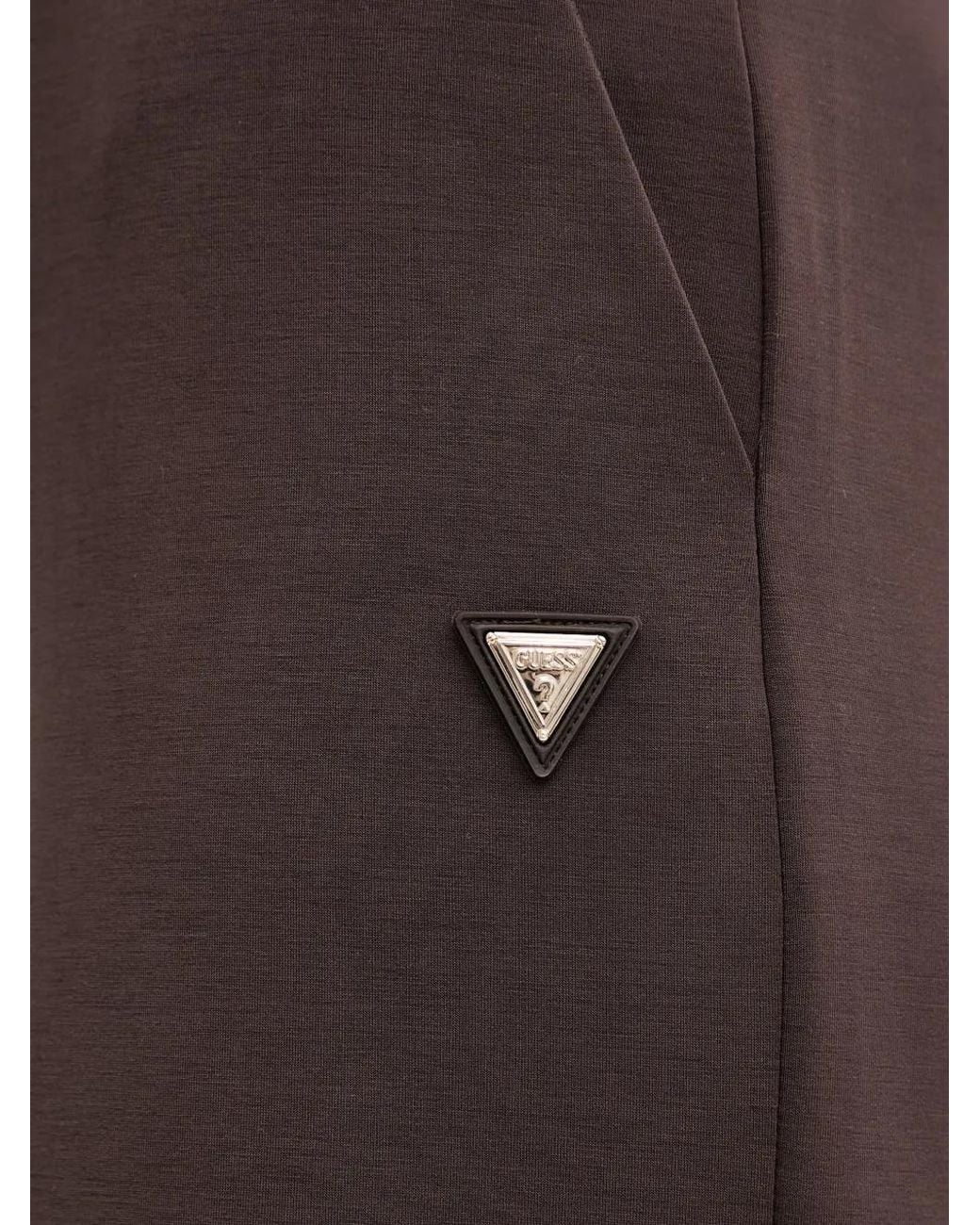 Guess Brown Pantalon Palazzo À Plaque Logo