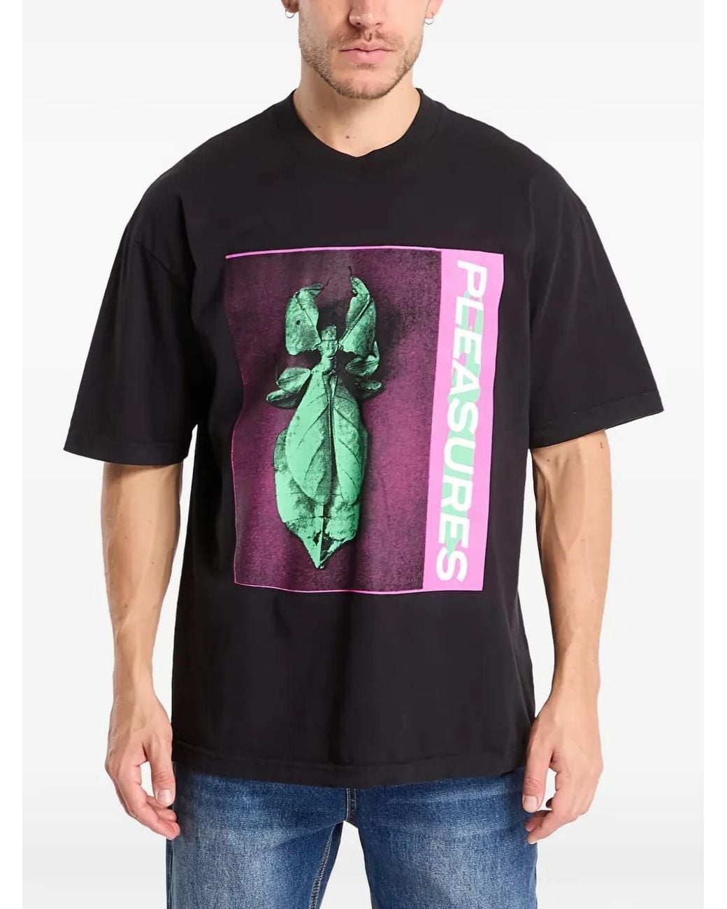 Pleasures Black Graphic T-Shirt for men