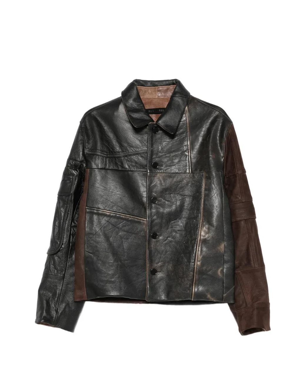 ALAINPAUL Black Panelled Leather Jacket