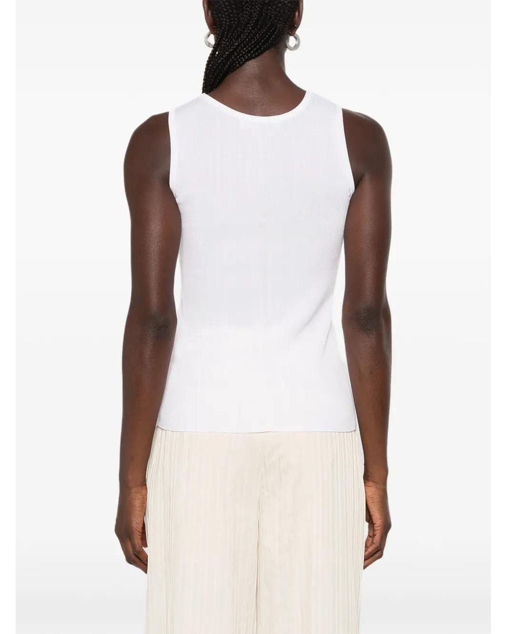 IVORY PARIS White Elsa Ribbed-Knit Tank Top