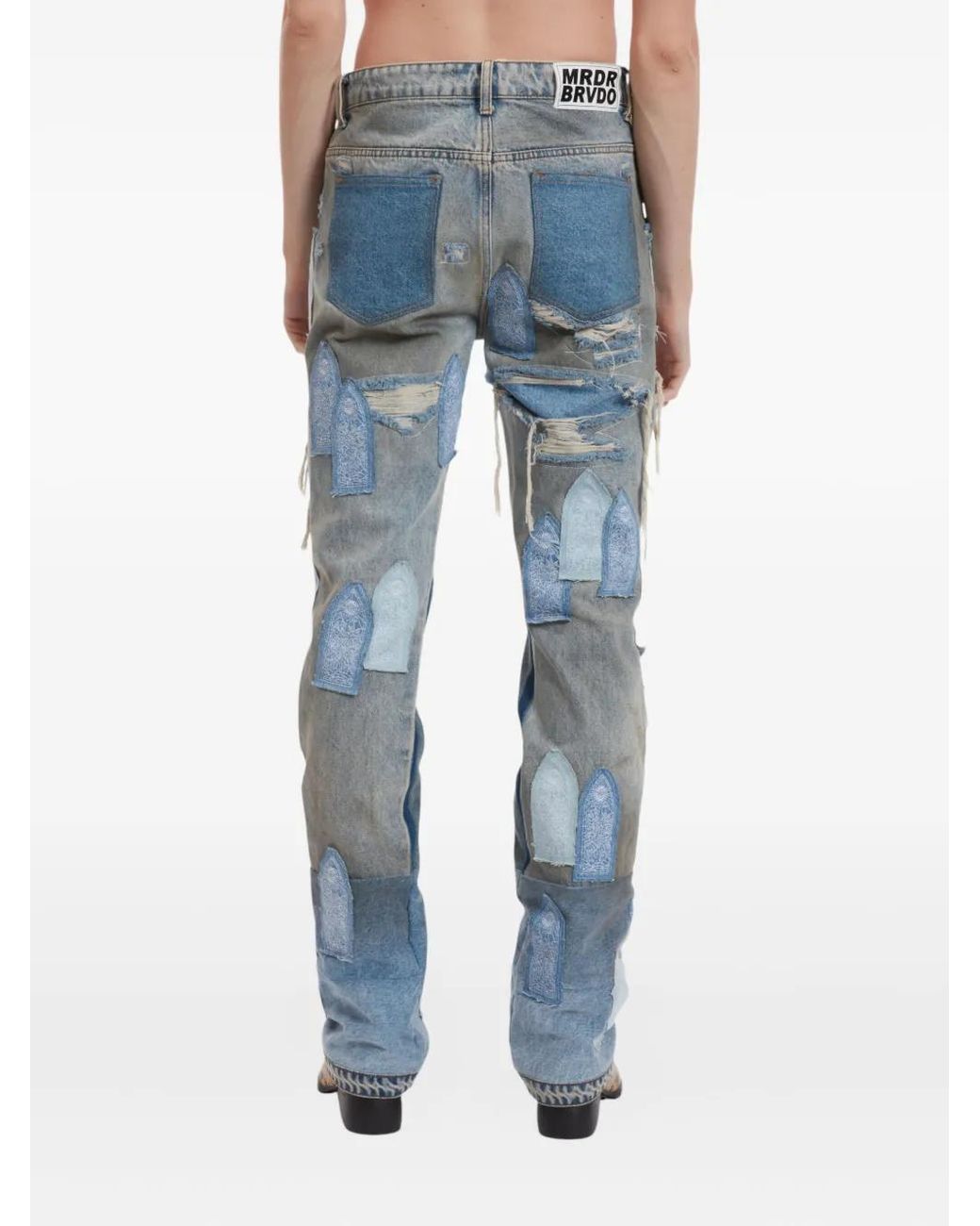 Who Decides War Blue Patched Arch Jeans for men