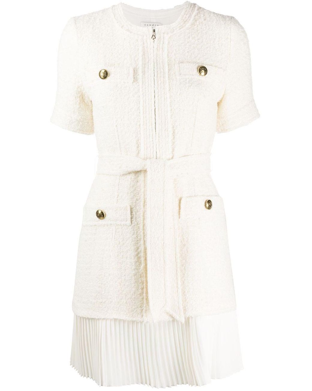 Sandro Tweed Coat Mini Dress in White Lyst