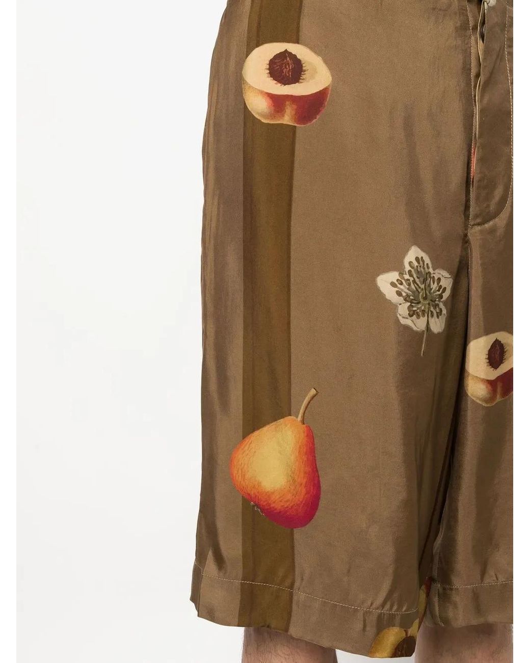 Uma Wang Brown Fruit-Print Detail Shorts for men