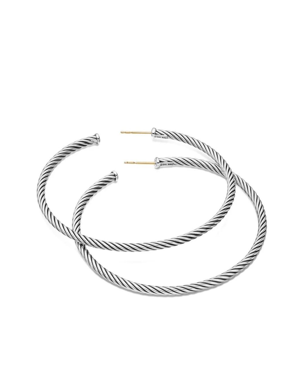 David Yurman Metallic Sterling Sculpted Cable Hoop Earrings