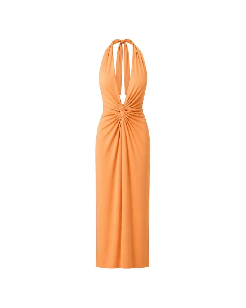 Baobab Orange Eleonora Maxi Knot-Detail Ruched Dress