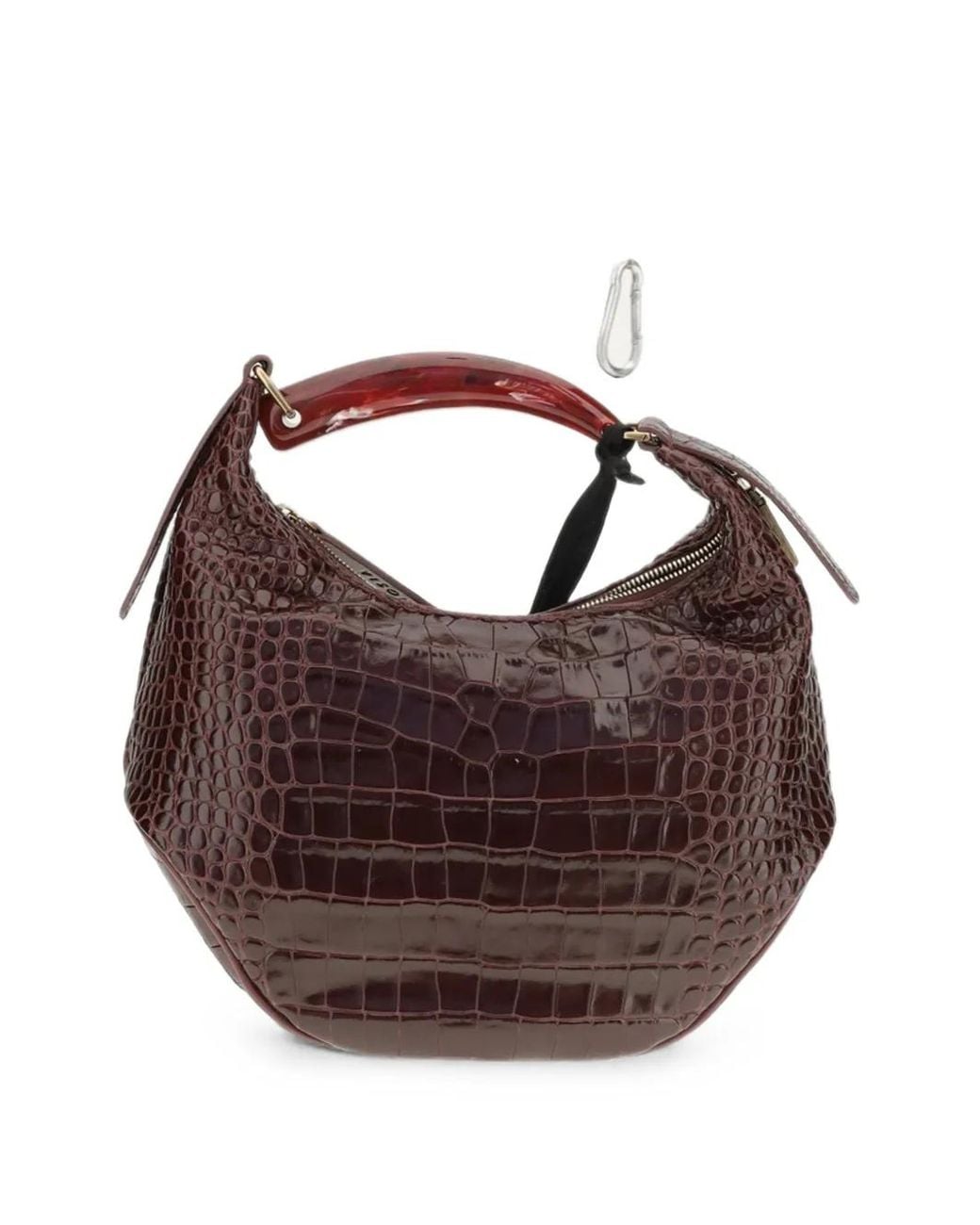 VISONA Brown Bengala Croc-Effect Shoulder Bag