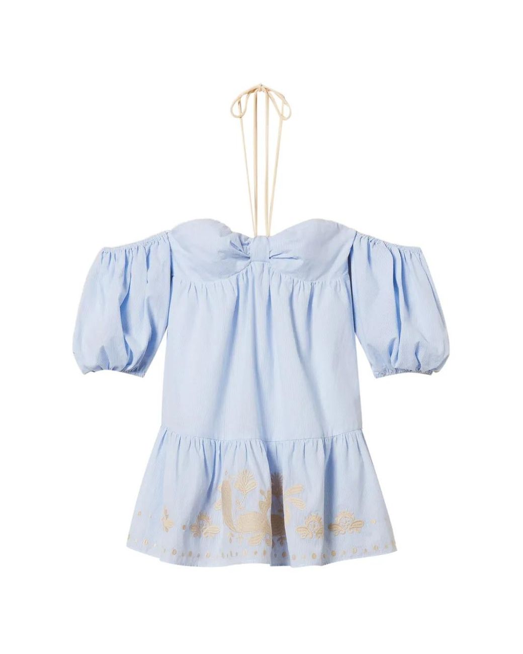 Twinset Blue Robe Rayée À Épaules Dénudées