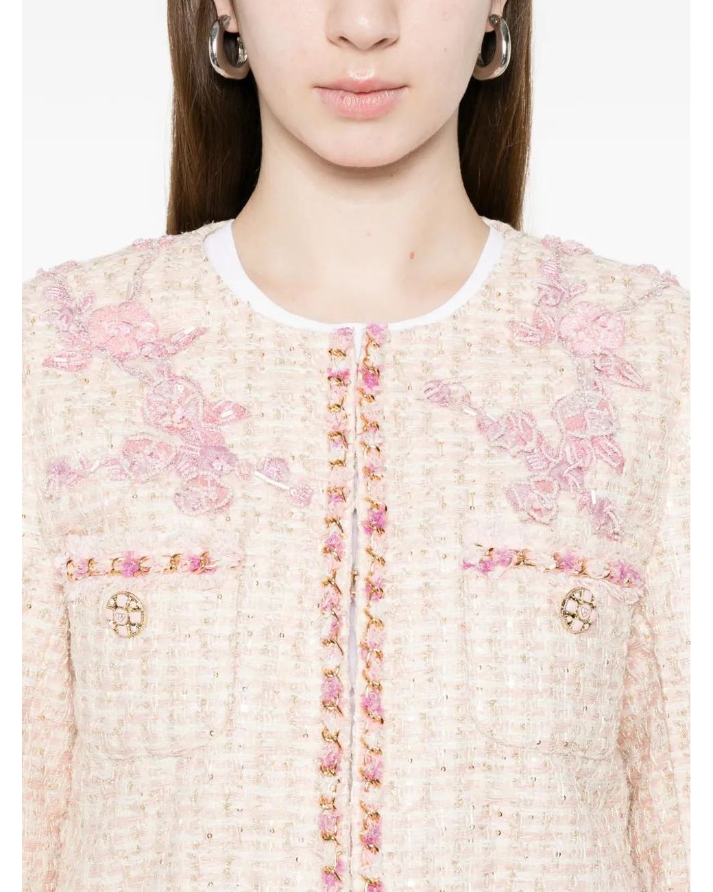 MINIME Pink Floral-Embroidered Pocket Jacket