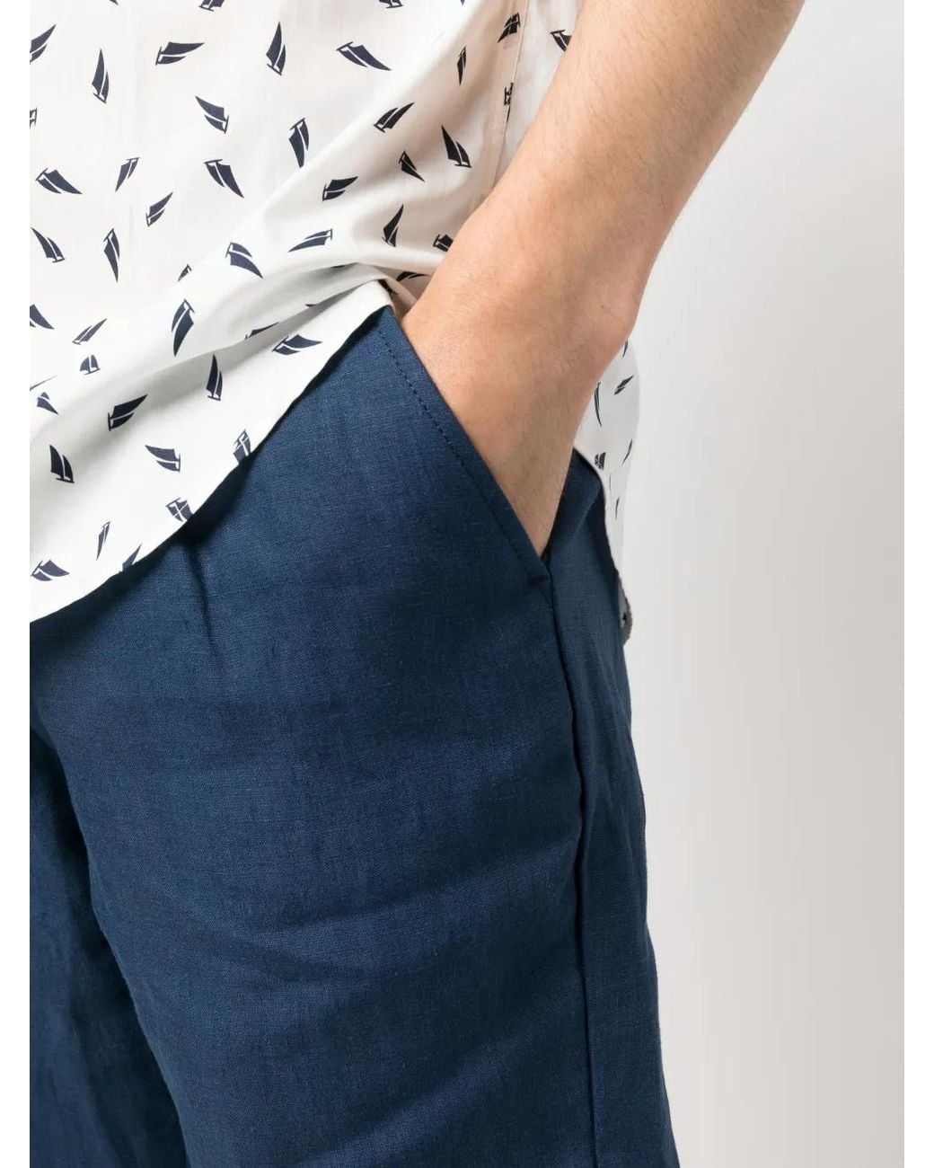 Briglia 1949 Blue Linen Drawstring Shorts for men