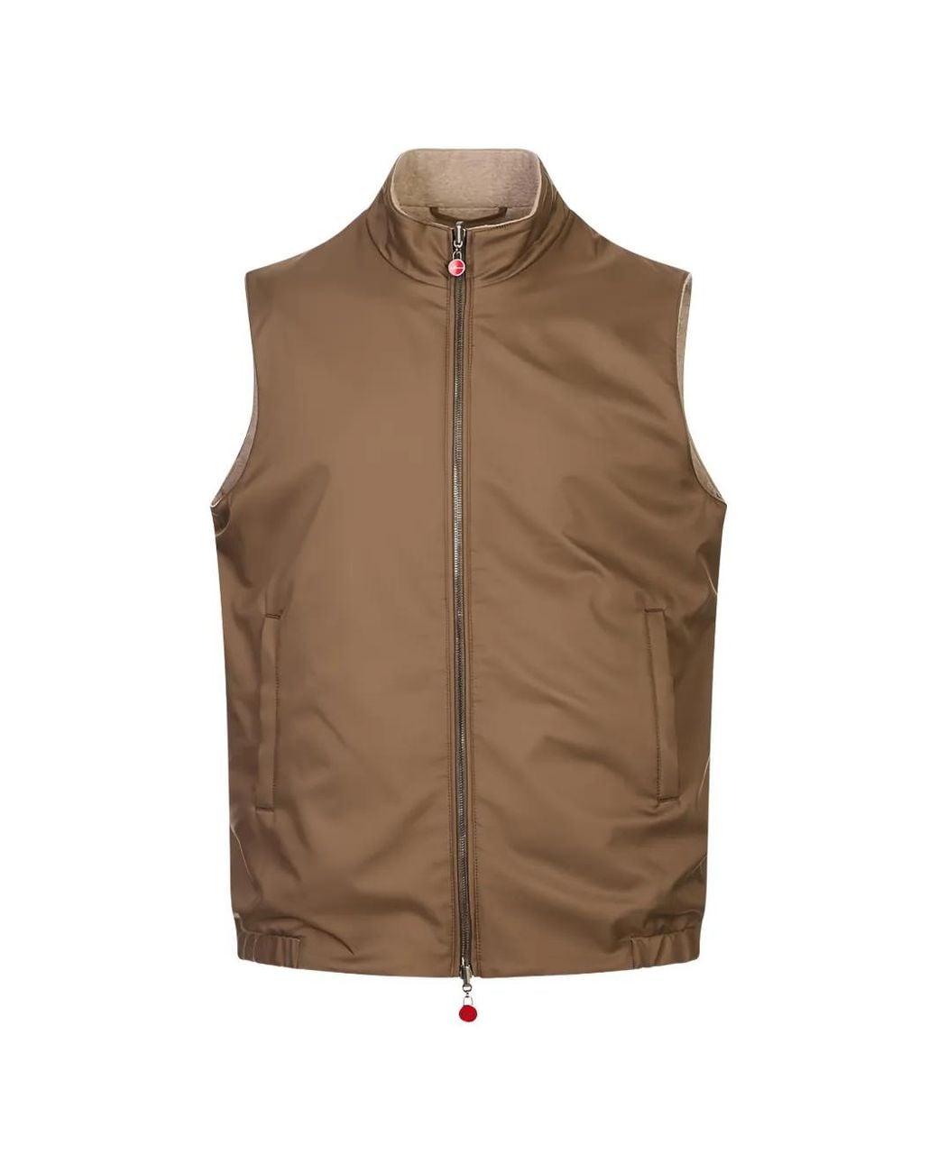 Kiton Brown Reversible Zip-Fastening Vest for men