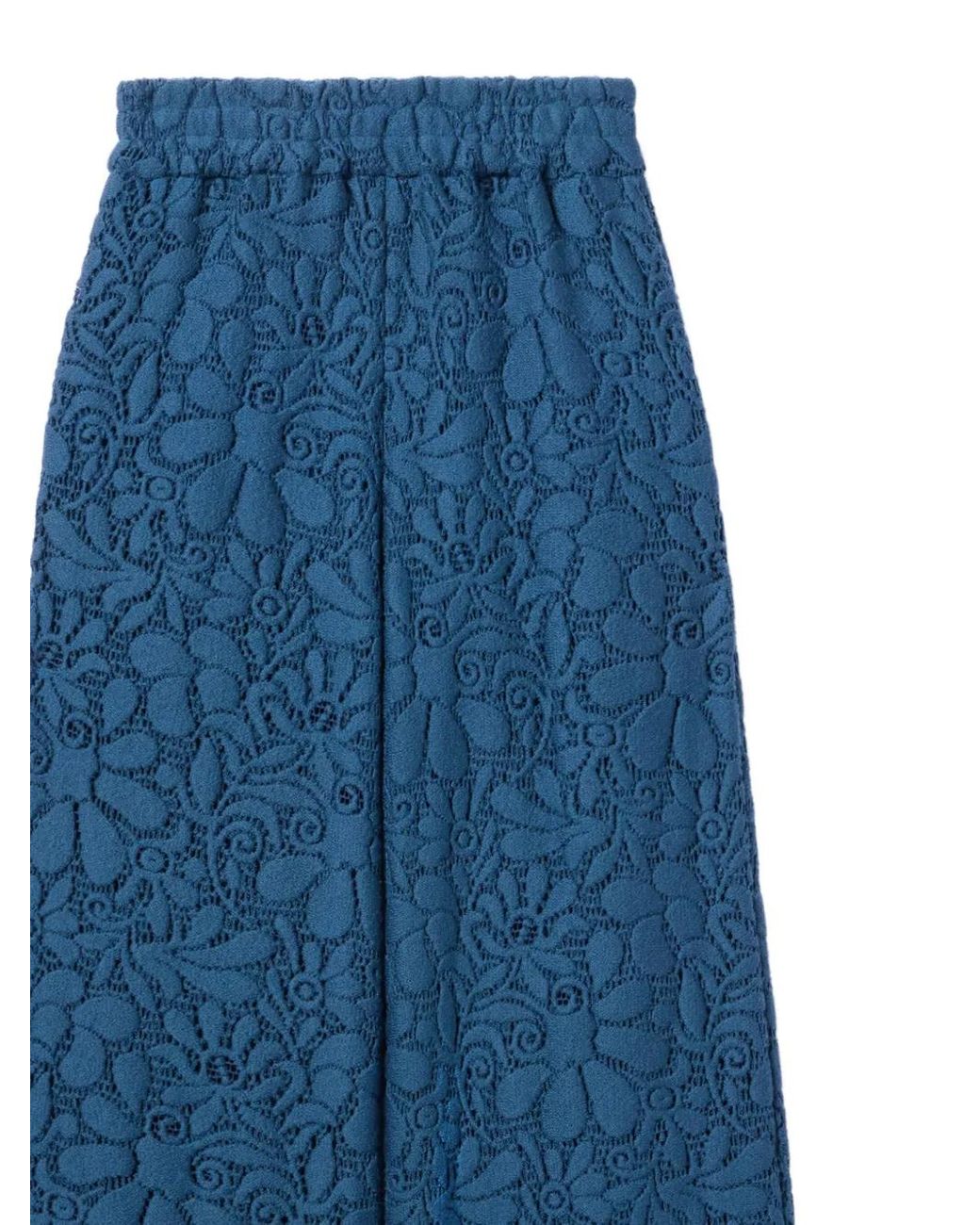 LaDoubleJ Blue Floral-Pattern Lace Trousers