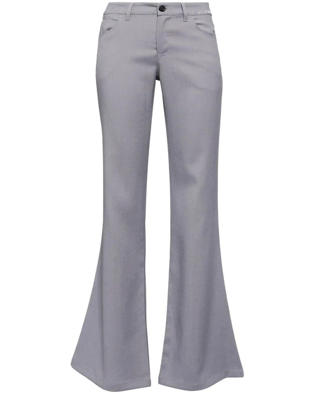 Marni Gray Mid-Rise Flared Wool Pants