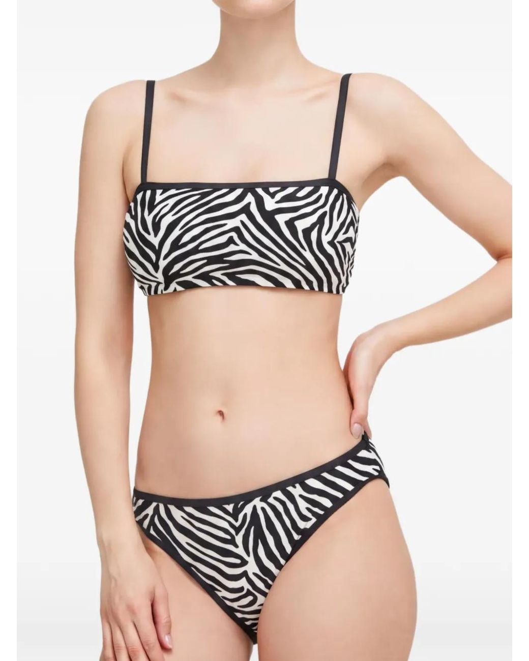Kate Spade Black Zebra-Pattern Bikini Top