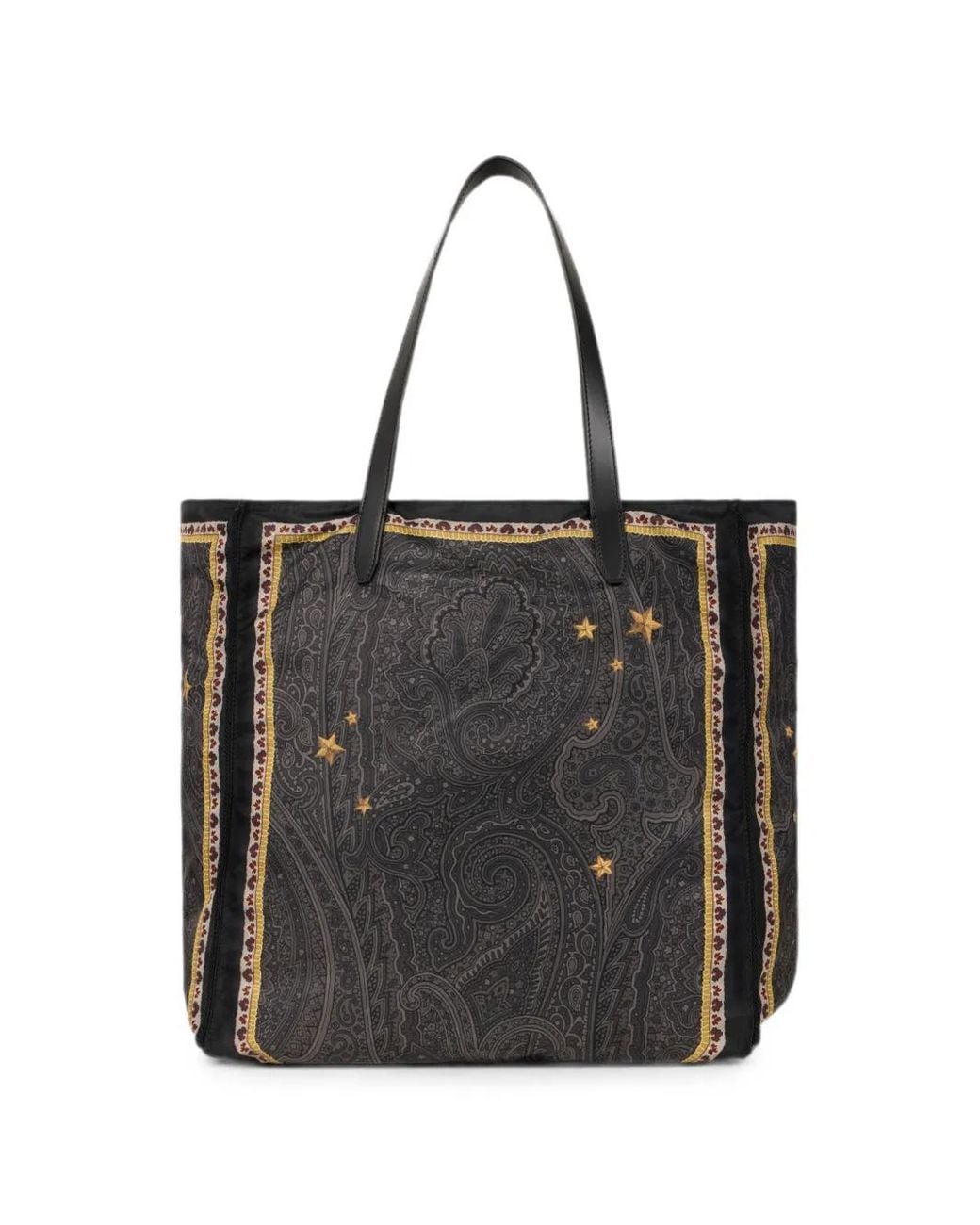 Etro Black Nylon Tote Bag With Pegaso Print And Arnica Motif for men