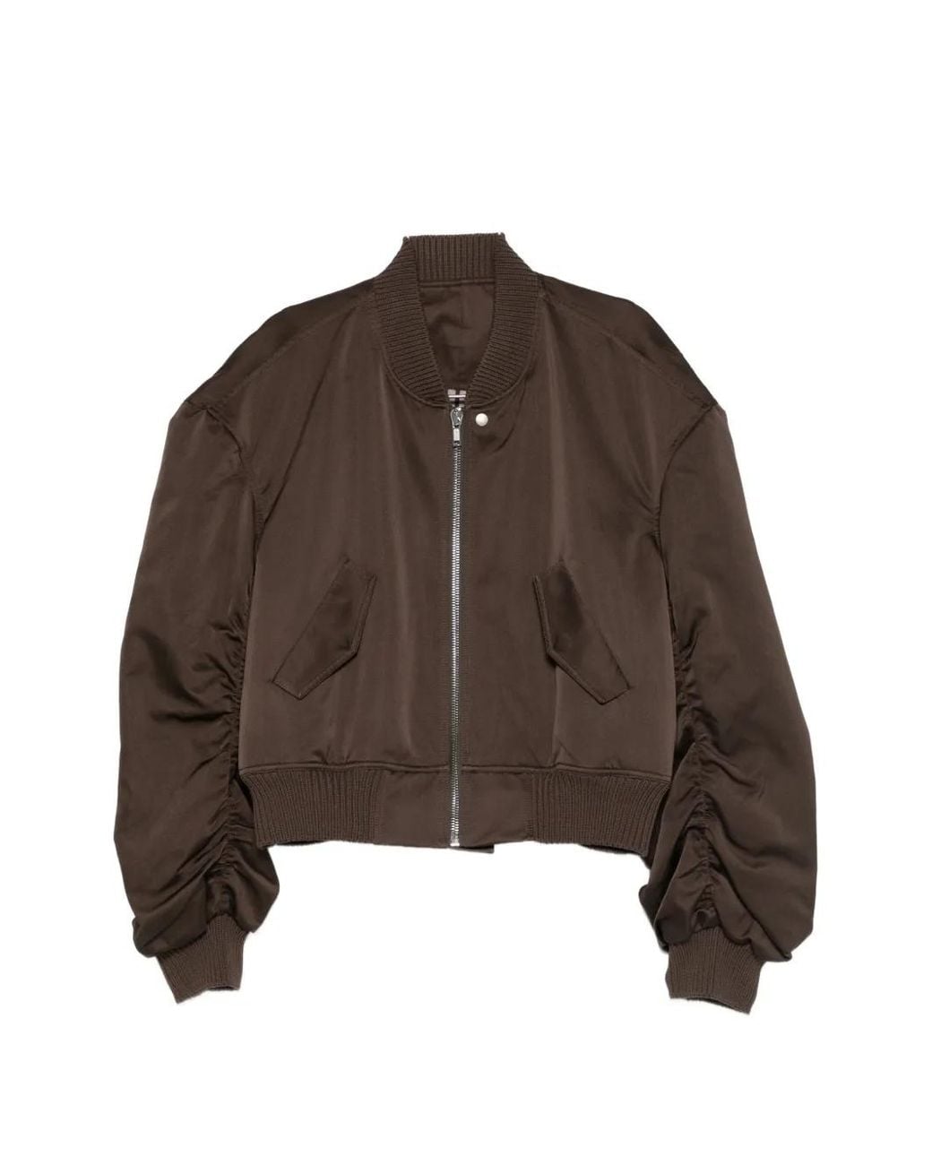 Rick Owens Brown Ruched Flight Bomber Jacket for men