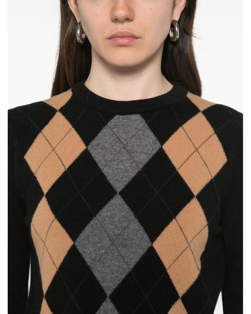 Jucca Black Argyle-Pattern Wool Sweater