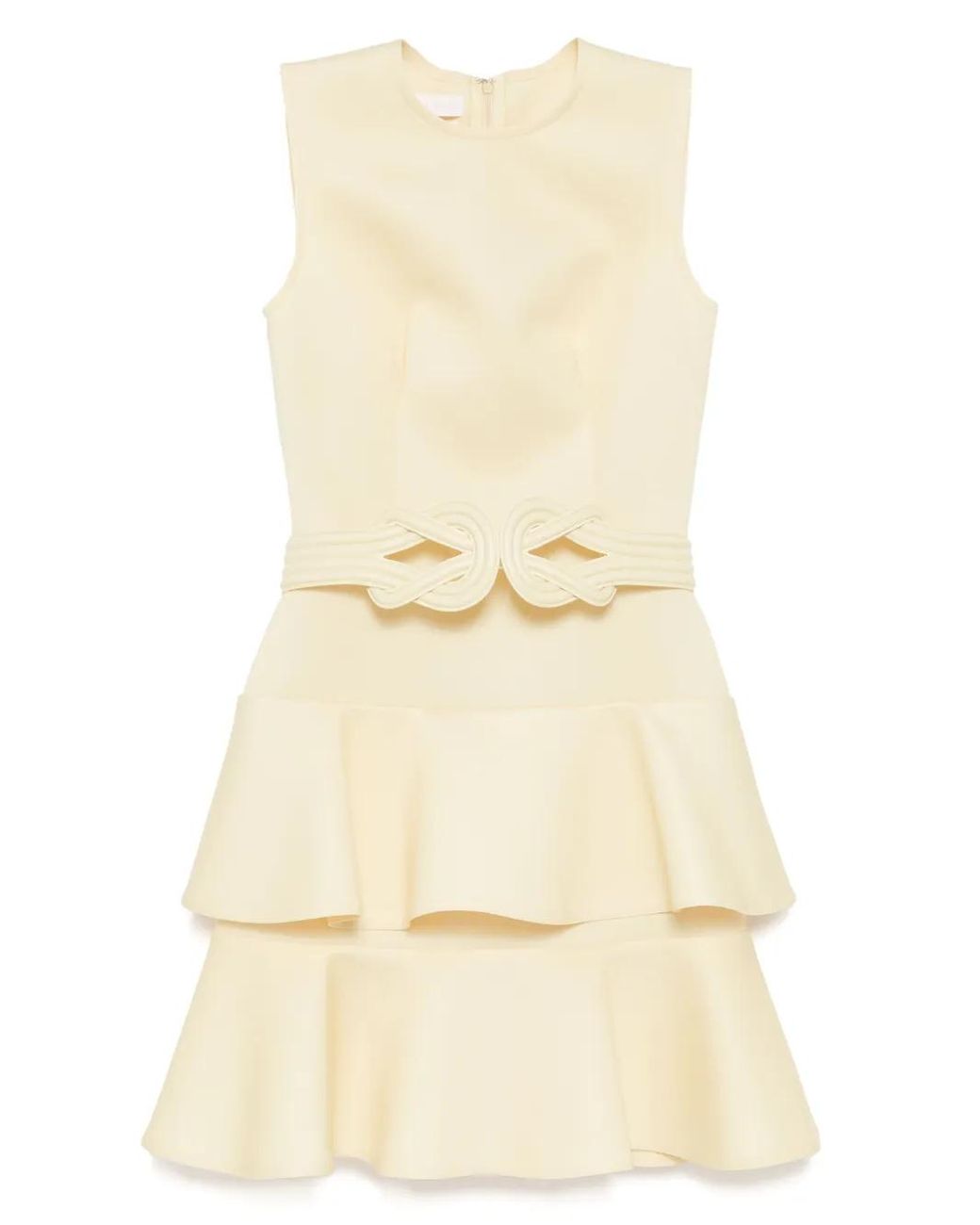 Saiid Kobeisy Natural Ruffled Mini Dress
