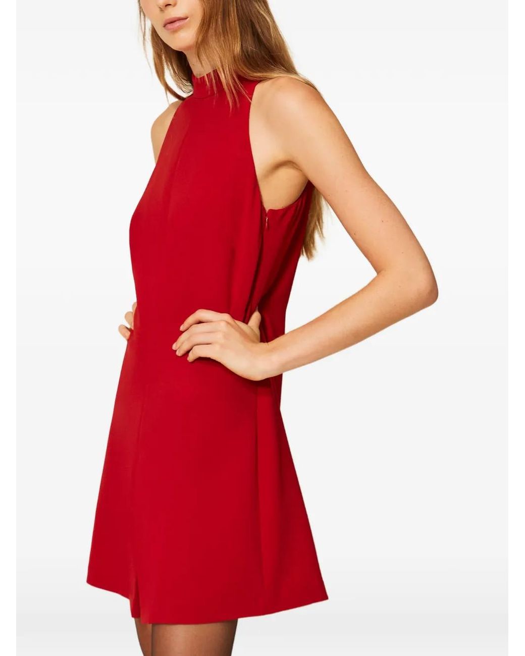 Twinset Red Short Crêpe Halter Neck Dress