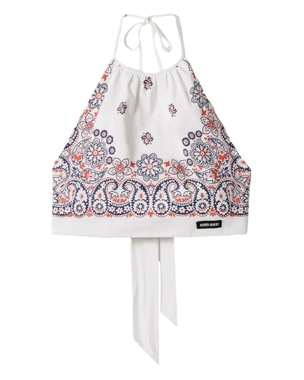Miu Miu White Paisley Crop Top