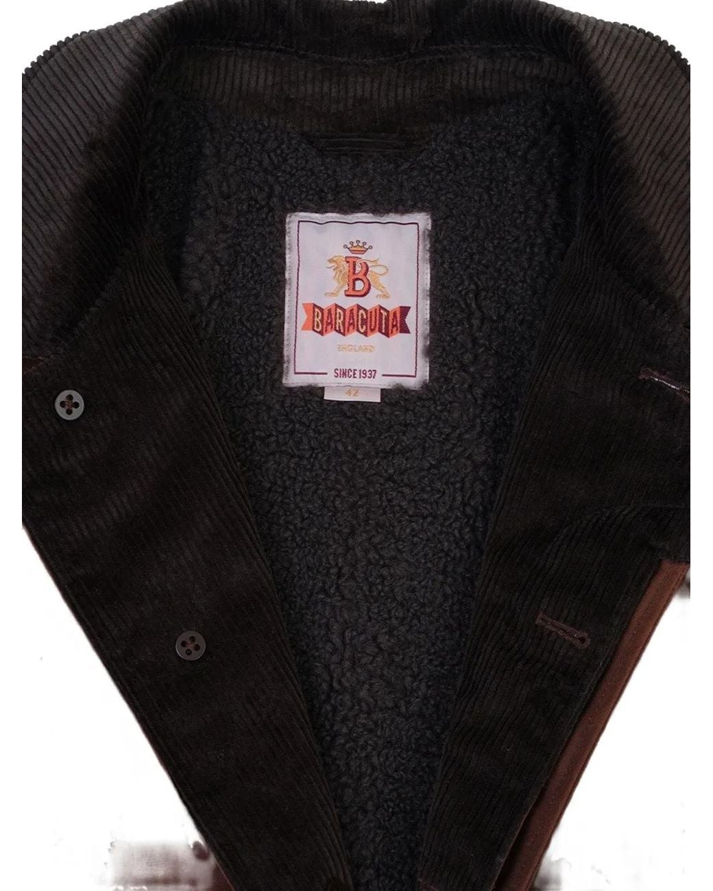 Baracuta Brown G10 Waxed Corduroy-Collar Concealed-Fastening Coat for men