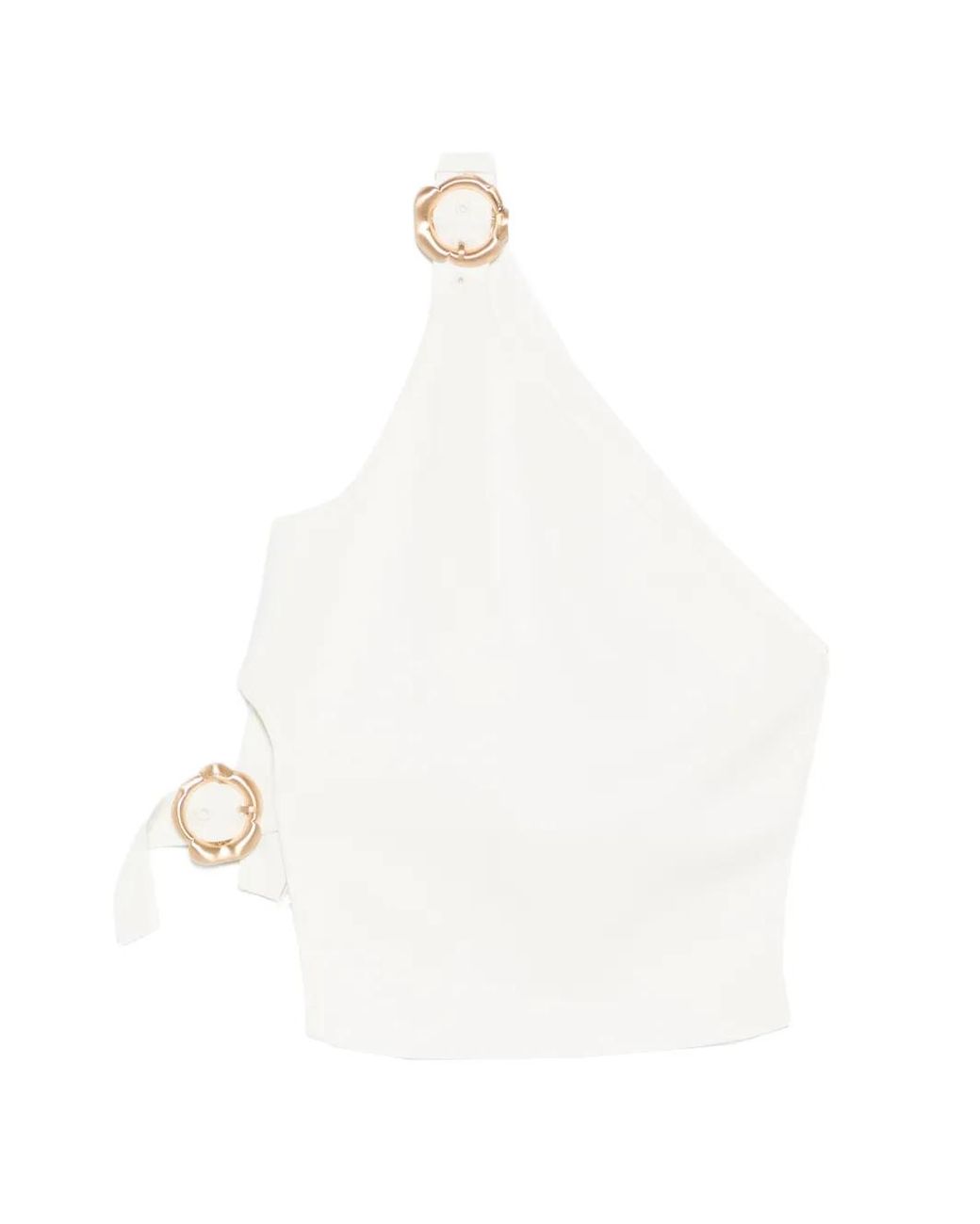 Cult Gaia White Valeria One-Shoulder Ring-Detail Top