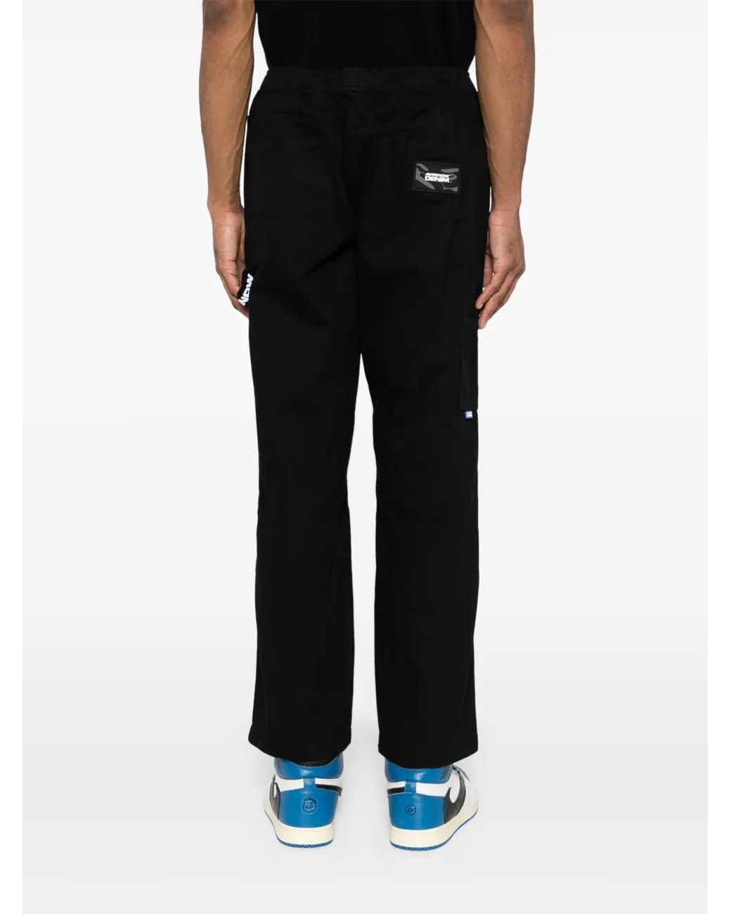 Aape By A Bathing Ape Black Moonface Logo Straight-Leg Trousers for men