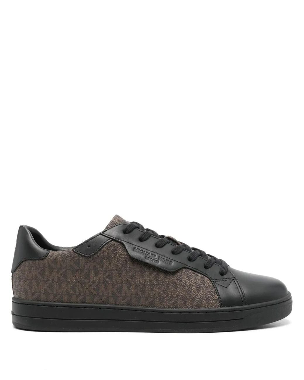 Michael Kors Black Keating Logo And Leather Sneakers for men