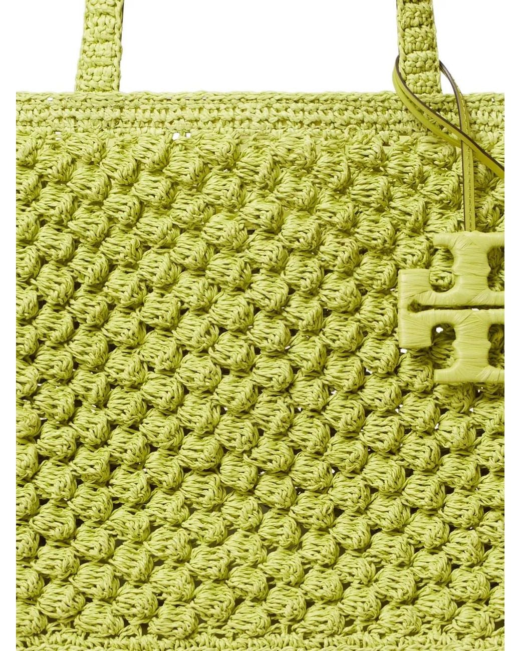 Tory Burch Yellow Small Ella Hand-Crocheted Popcorn Tote
